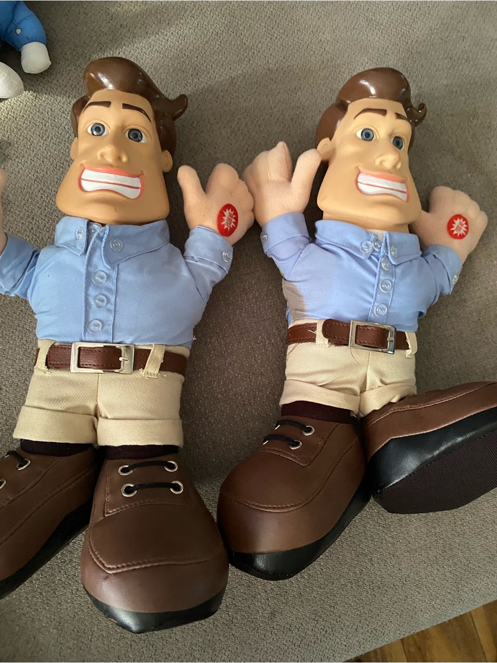 & Other Stories Brown Plush Loafer Doll Pair with Blue Shirts